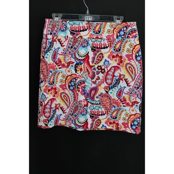 TALBOTS COLORFUL PAISLEY PRINT COTTON SKIRT SIZE 8 LINED NWT - Picture 1 of 7